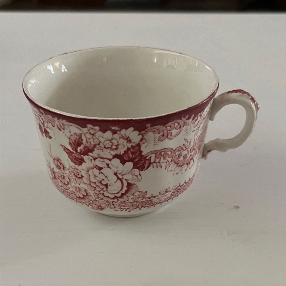 Elegant Floral Red and White Teacup